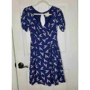Maeve Anthropologie Dress Size 2 Cinched Sleeves Short Dress Blue